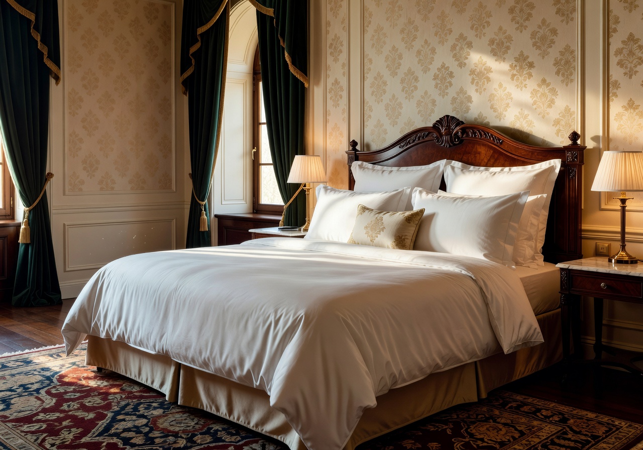 Hotel Continental classic luxury suite with elegant bedding