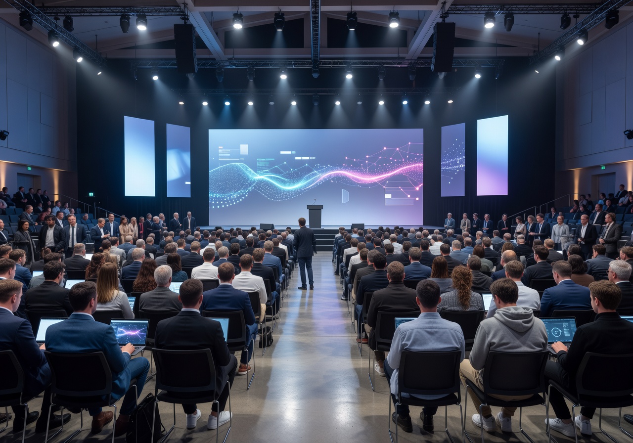 Large conference auditorium setting for tech summit
