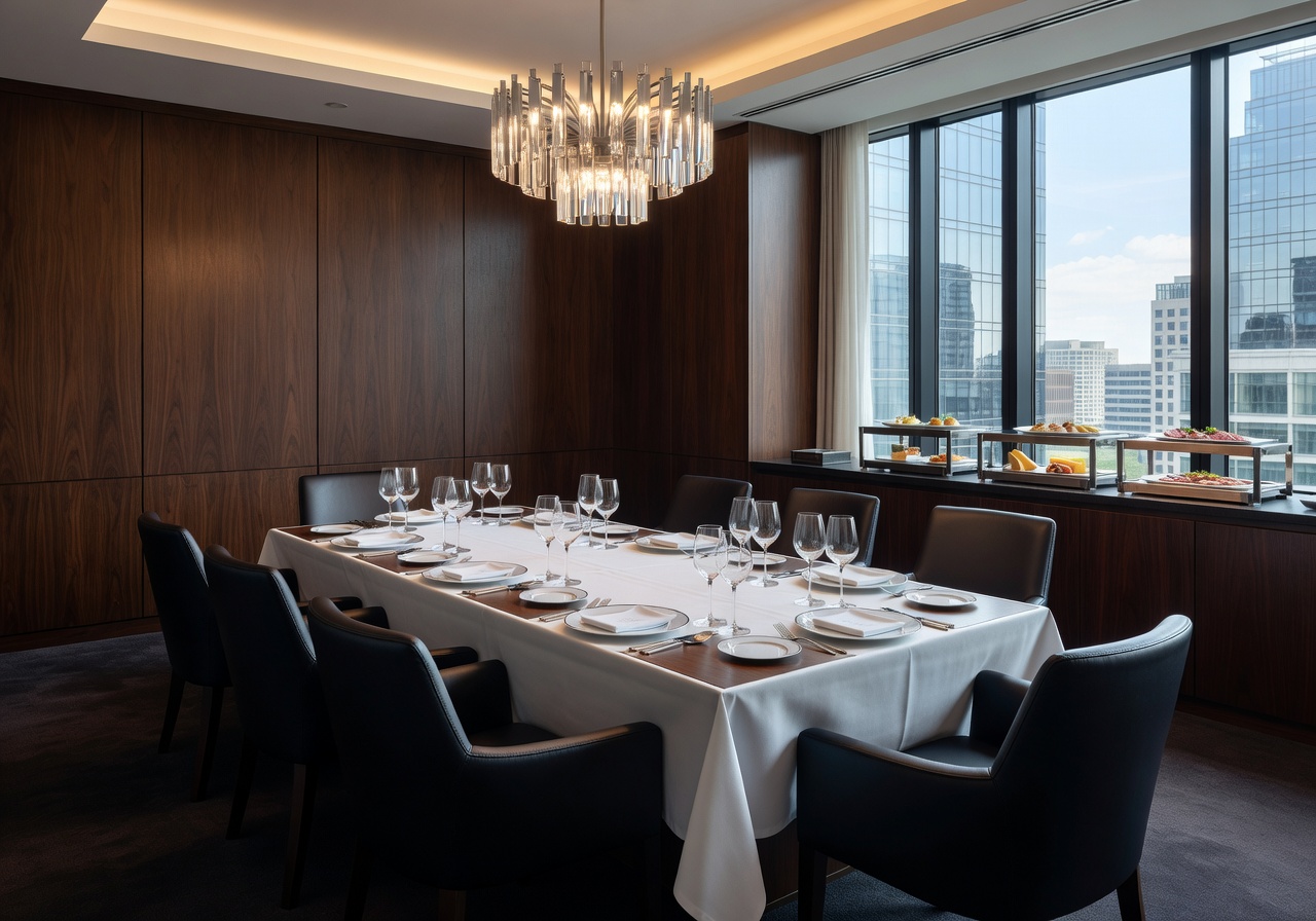 Private dining room set up for a corporate VIP lunch