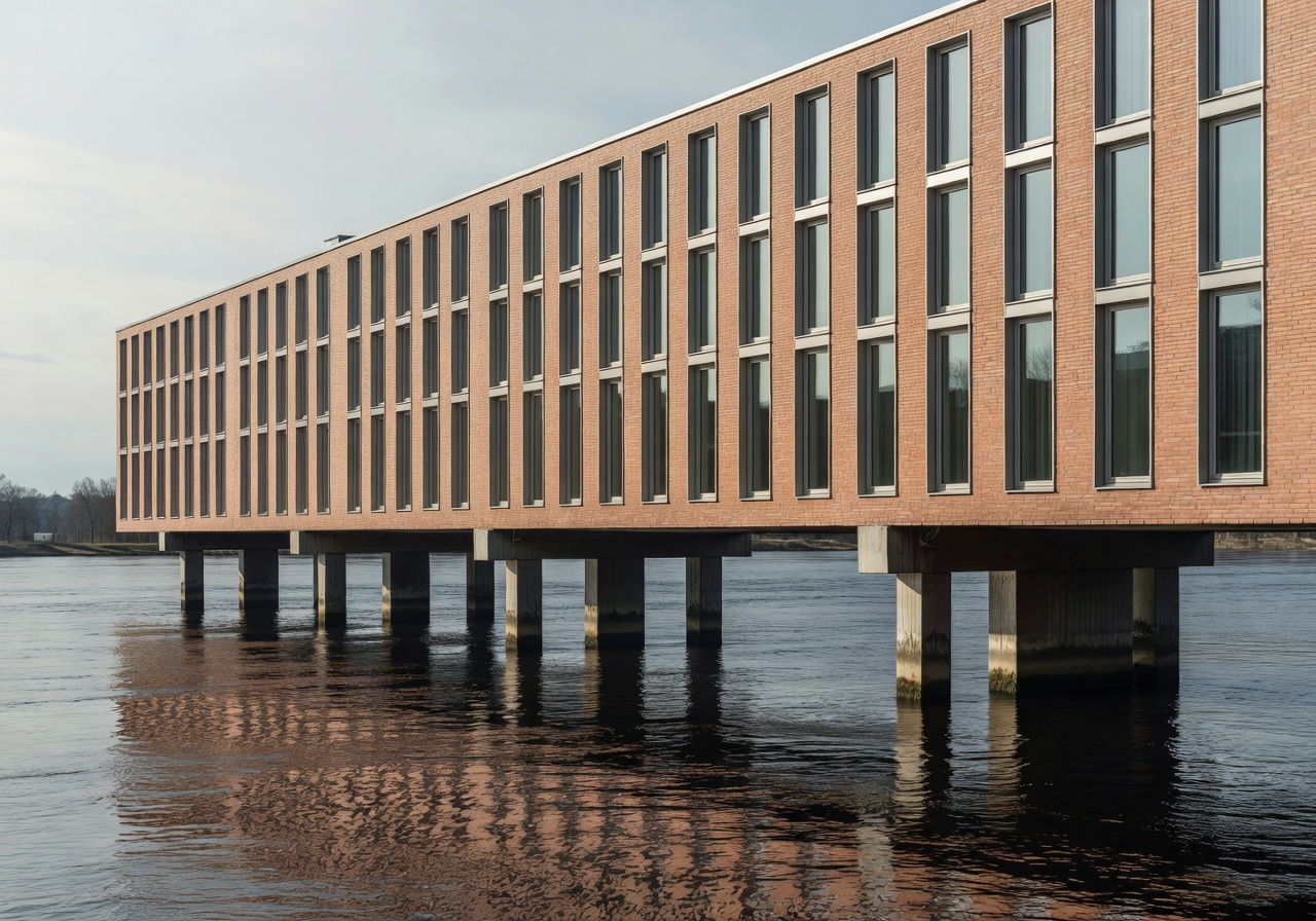 Scandic Nidelven exterior facade built directly over the river