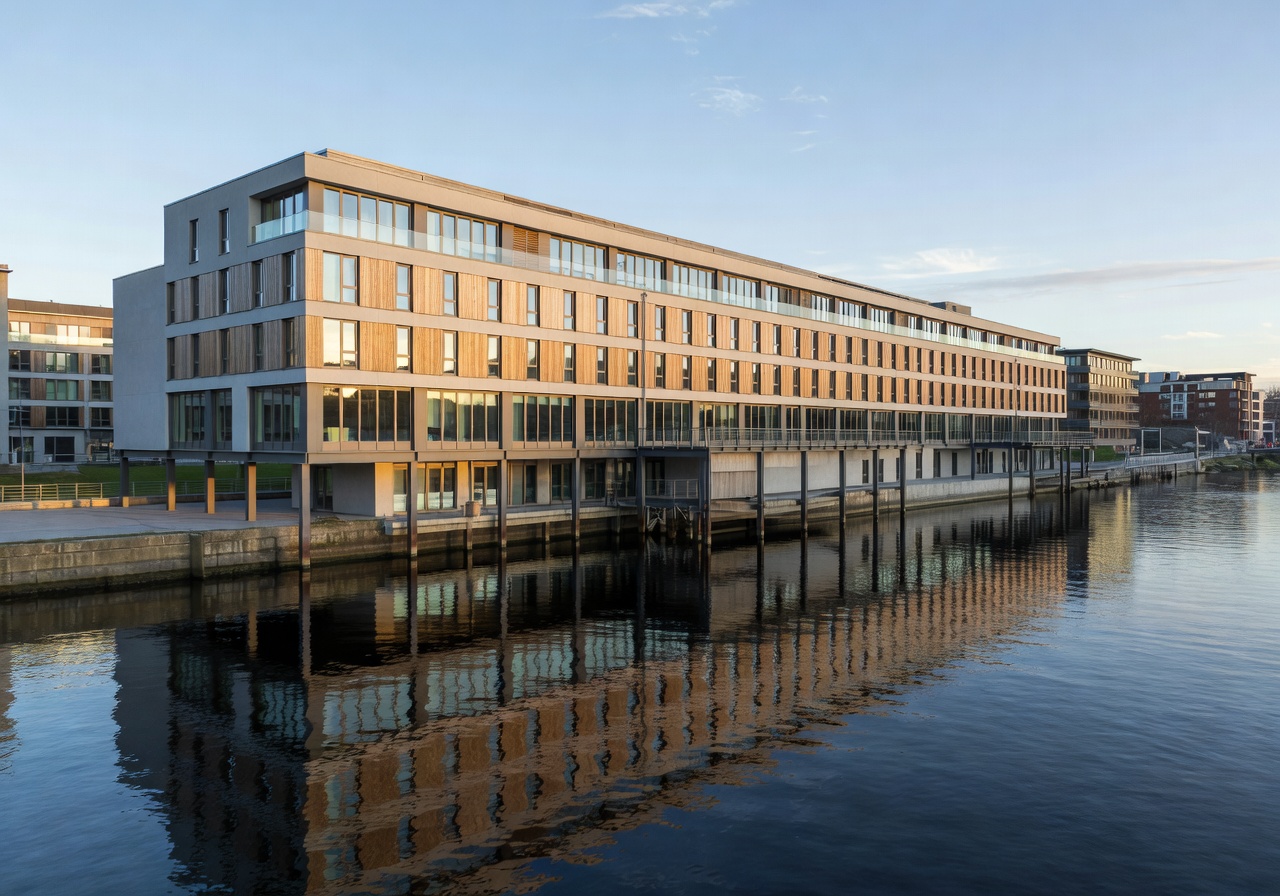 Scandic Nidelven modern hotel building situated by the Nidelva river in Trondheim