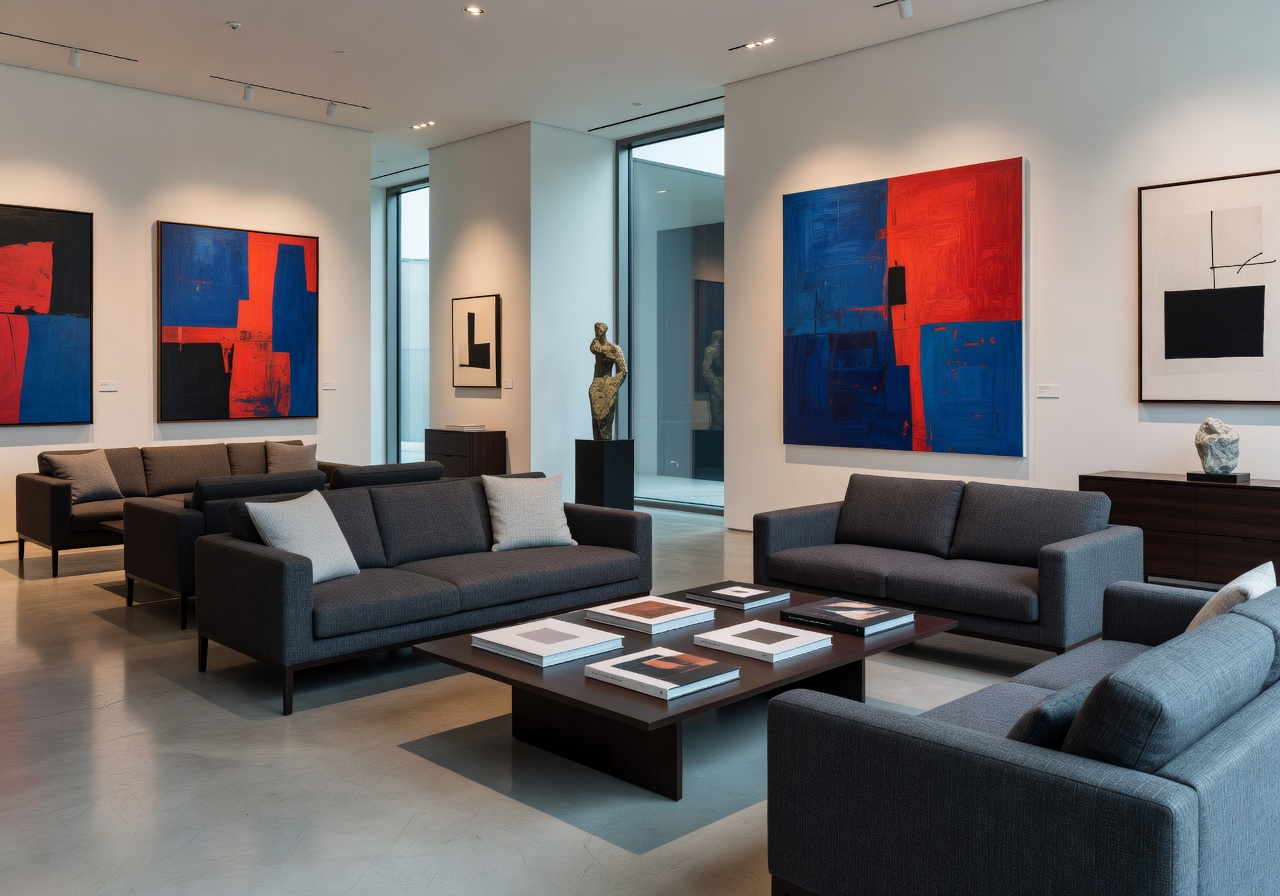 The Thief art-filled modern lobby lounge area